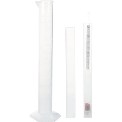 Alcohol Hydrometer Wine Making Kit with 0-100 Scale Triple Scale Tester and 100ml Plastic Graduated Cylinder