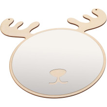 1set Nordic Style Small Deer Antler Mirror for Boy Girl Rooms Wooden Wall Decor Functional Art