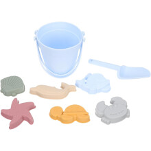 Ensemble de plage en silicone, jouet de plage bleu clair avec seau portable