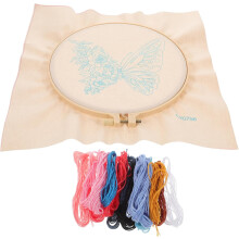 Kit de bordado DIY, juego de punto de cruz con patrón floral de mariposa, kit de materiales de bordado para principiantes.