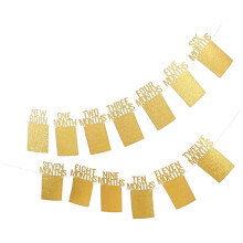 Geburtstagsdeko zum ersten Geburtstag mit goldenem Papiermaterial, Fotobanner, Wandbehang und Display