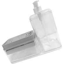Spülmittelspender, Flüssigseifenspender, 2-in-1-Design, abnehmbare Struktur, PP-Material, Druckknopf