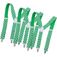 Tirantes anchos con diseño de trébol y 3 clips. Accesorios para el Día de San Patricio, ideales para desfiles y actuaciones.