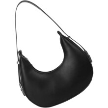 Schwarze Schultertasche, halbmondförmig, modische Damenhandtasche für den Alltag