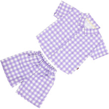 Ensemble d'été garçon/fille, chemise à manches courtes respirante et pantalon, violet, idéal pour la plage et les jeux en extérieur.
