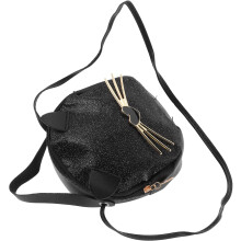 Modische Damen-Schultertasche mit Katzenmotiv, tragbarer Umhängetasche mit Kettenriemen, Schwarz, für den täglichen Gebrauch