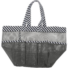 Große Kosmetiktasche aus Netzgewebe, robust und ideal für Reisen.