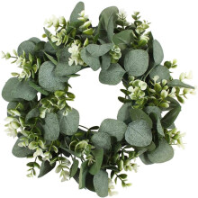 Eukalyptus-Simulationskranz, Hängekranz aus grünem Kunststoff, pflegeleicht, lebensecht und realistisch, Dekoration für Bankette