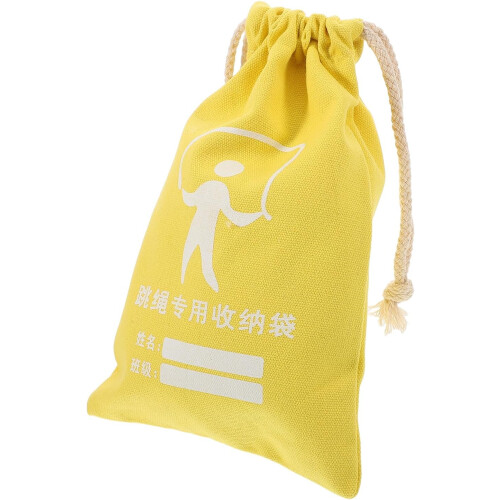 Canvas Drawstring Jump Rope Storage Bag for, Yellow Skipping Rope Organizer