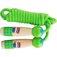 Corde à sauter en bois pour adultes avec poignée hibou verte, corde à sauter pour exercices en extérieur