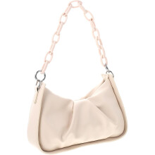 Schultertasche aus PU-Leder mit Kette, Umhängetasche mit einem Riemen, Crossbody-Handtasche für Damen und Mädchen, Abendgarderobe, Weiß