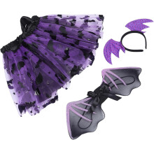 Halloween-Fledermauskostüm für Damen, dekorative Flügel, Zauberstab und Stirnband, Cosplay-Kleid
