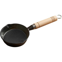 Mini-marmite à fondre et chauffer l'huile (1,5 tasse) en fonte avec poignée en bois. Isolation thermique efficace. Rangement facile.