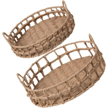 Panier de rangement portable en corde de papier tressée, support de bureau rond, solide et sûr