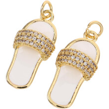 2 Stück DIY-Anhänger in Form von diamantbesetzten Hausschuhen, Strass-Schuhanhänger, Metallschmuck-Zubehör