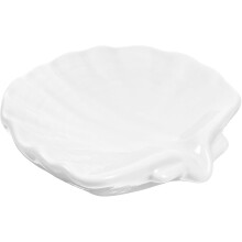 Weiße Keramik-Seifenschale in Muschelform, Tisch-Seifenhalter für Badezimmer, selbstentleerendes Design, schlichter Stil