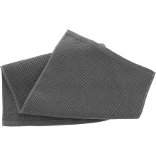 Serviette de sport en coton, absorbante et respirante, texture alvéolée, grise.