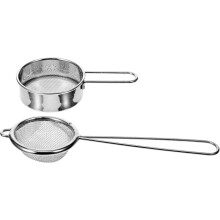 2 Stück Mehlsieb, rund, aus Edelstahl, praktisches und robustes Küchengerät zum Backen im Haushalt