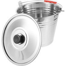Seau multi-usages en acier inoxydable épais avec couvercle, robuste pour l'eau