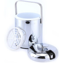 Seau à glace portable en acier inoxydable argenté, capacité 1,3 l, isolation thermique, verrouillage, élégant