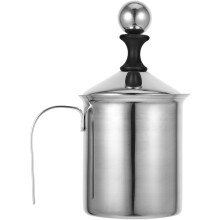 Mousseur à café manuel polyvalent, portable, en acier inoxydable, d'une capacité de 400 ml.
