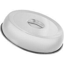Steakdeksel van roestvrij staal, metalen deksel, ronde keukendeksel met koepelvorm.