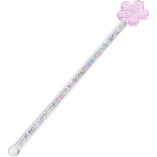 Bâtonnet mélangeur en verre en forme de fleur, outil élégant et créatif pour mélanger les boissons.