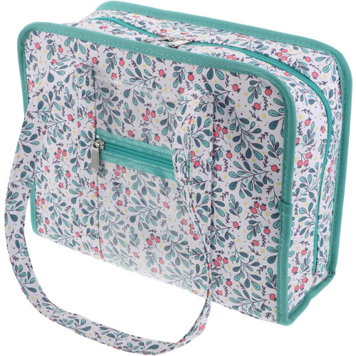 Multi-Layer Embroidery Tool Storage Bag with Handle, Lake Blue Sewing Organizer Tote