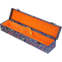 Caja organizadora de almacenamiento para pergaminos de pintura china con tapa, fabricada en brocado de madera.