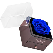 Schmuckkästchen „Ewige Blume“ mit konservierter blauer Rose und Strasssteinen