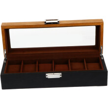 Houten horlogedisplaydoos met 6 vakjes, vintage gesp, horloge-organizer voor heren en dames, sieraden.