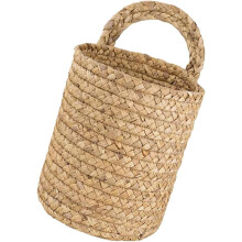 Khaki Woven Hanging Storage Basket Made of Synthetic Material f