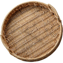Cesta de almacenamiento tejida portátil, redonda, de gran capacidad, estilo campestre natural.