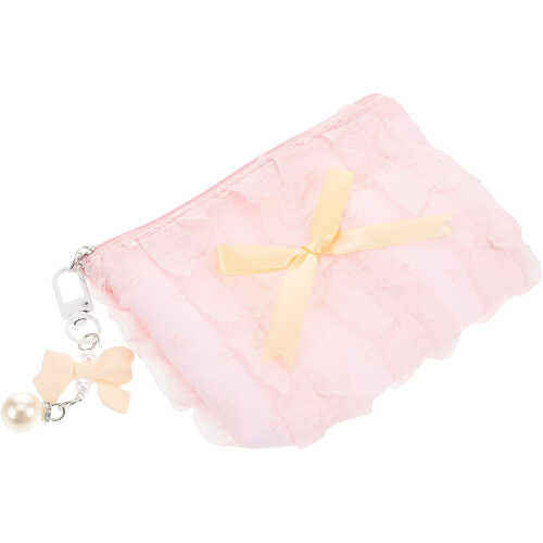 Capacity Makeup Bag Bow Cute Polyester Travel Pouch for Portable Storage Organizer