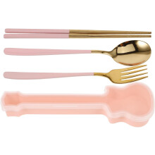Étui de rangement réutilisable en acier inoxydable 304, ensemble portable de 3 couverts (fourchette et cuillère) pour la boîte à lunch