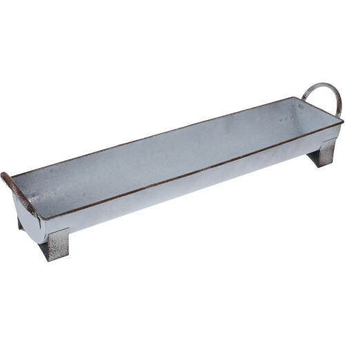 Bandeja multiusos para guardar objetos pequeños, rectangular de hierro con asa, diseño elegante y práctico.