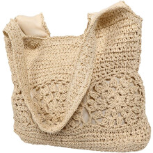 Geräumige, gewebte Strohtasche mit Hohlmuster, ideal für Strand, Reisen, Sommerpicknicks und mehr – süßes Design