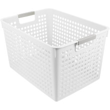 Cesta de ropa portátil, organizador de artículos varios, gran capacidad, de plástico PP blanco.