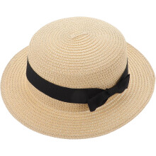 Strohoed met brede rand, geweven zonnehoed voor dames, geschikt voor strand, reizen, met strikdesign, UV-bescherming, zomerhoed
