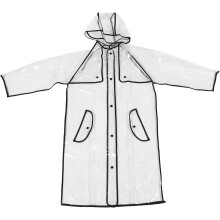 Tragbarer Regenponcho für Kinder, Regenmantel mit Kapuze, wasserdicht, aus PVC mit Sichtbarkeitsknopfverschluss, schwarz