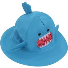 Blue Shark Cartoon Sun Blocking Bucket Hat 48cm Circumferência da cabeça para 1-2 anos de idade Cap de proteção solar ao ar livre