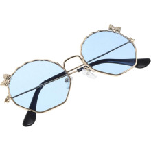 Sonnenbrille für Kinder von 8-12 Jahren, niedliches blaues Muschelgestell mit Schmetterlingsschleife, UV-Schutz, Sonnenbrille für den Außenbereich