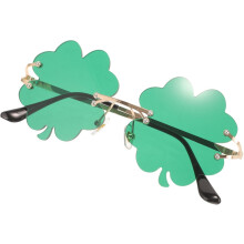 Lunettes de soleil trèfle pour la Saint-Patrick, unisexes, monture dorée, motif trèfle vert.