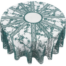 Elegante Spitzentischdecke, runde Tischdecke mit floralen Vintage-Details, dekorative Spitze