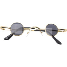 Lunettes de soleil rondes rétro punk avec monture en métal, protection UV, style vintage, pour femmes et hommes.