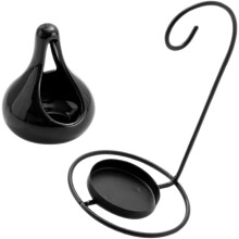 Teelichthalter, Räuchergefäß, Keramik, ätherische Öle wärmer, großes Fassungsvermögen, glatte Oberfläche, schwarz