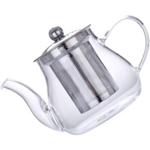 Tetera de vidrio resistente al calor, tetera doméstica de 600 ml, vidrio de borosilicato, infusor de acero inoxidable.