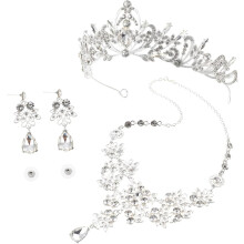 Conjunto de joyas nupciales para mujer, collar, pendientes y tiara duraderos, accesorio para el cabello.