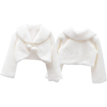 Abito da cerimonia autunnale/invernale da bambina con stola in peluche, fiori, cappotto da bambino/bambina, caldo scialle in pelliccia sintetica.