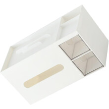 Multifunktionale Taschentuchbox/Taschentuchhalter/Schreibtischorganizer, weißer Kunststoff